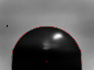 Original image with annotation of the detected circle